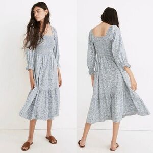 Madewell Lucie Blue Floral Midi Dress
